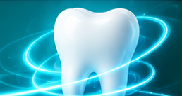 Healthy tooth illustration with glowing rings