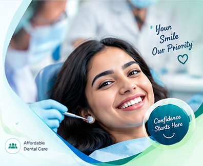 Smiling patient receiving dental care — your smile, our priority
